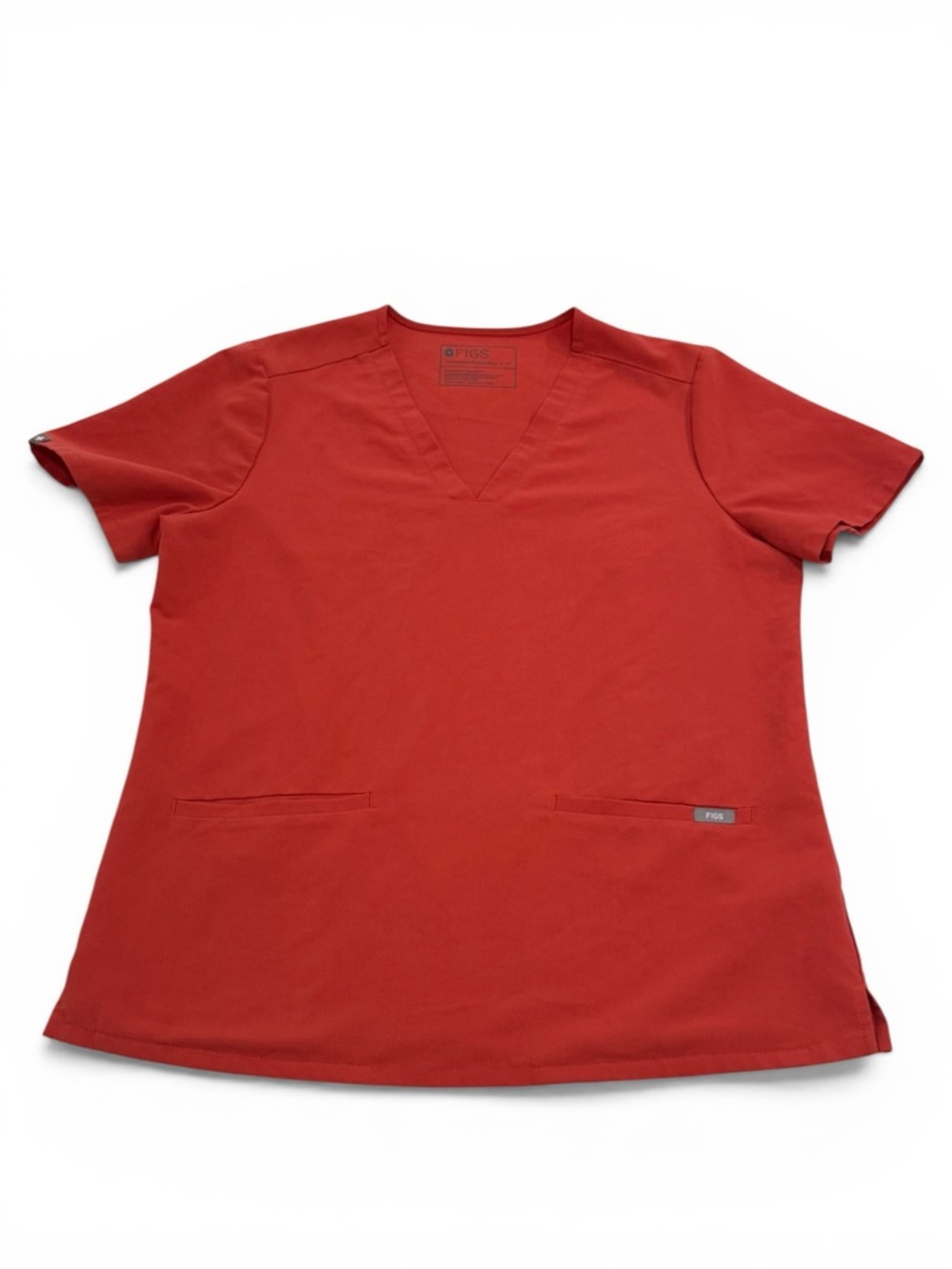 FIGS Women's Scrub Top 2 Pocket M Coral Orange Casma Technical Collection